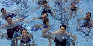 students in the pool