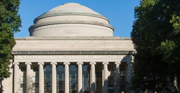 MIT's Building 10, which features columns in front and a dome on top.