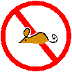 a brown mouse drawn as an outline with a red circle
around it and a red back slash behind it meaning that one
does not need to use a mouse if one uses the atchange
program.